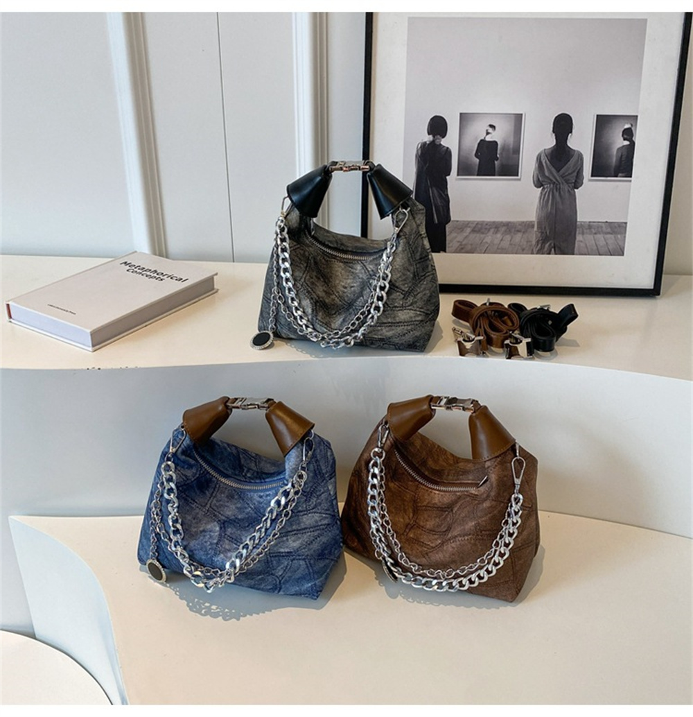 Amazon.com: Thick Chain Hobo Tote Bag for Women Leather Vintage